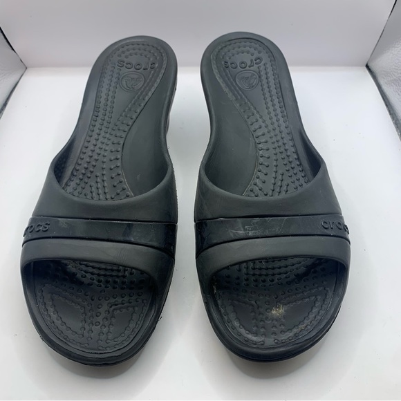 Crocs Sassari Wedge Sandals Black Size 10 Y2K - Picture 8 of 8